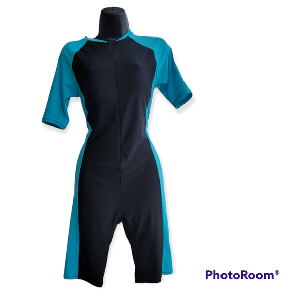 BELLOO Swimsuit  Wetsuit Surfer Women's One Piece Body Suit Aqua & Blk XXL - Picture 3 of 6